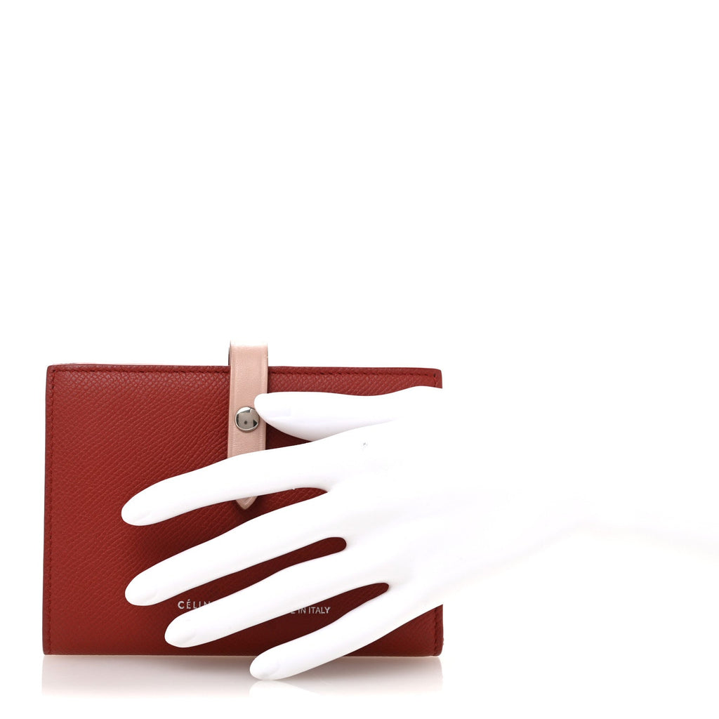 Grained Calfskin Medium Multifunction Strap Wallet Scarlet