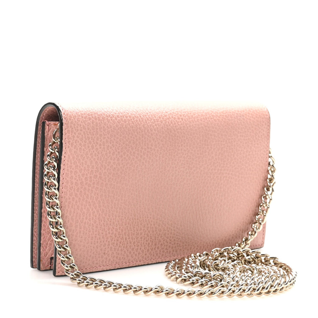 Dollar Calfskin Medium Betty Chain Wallet Soft Pink
