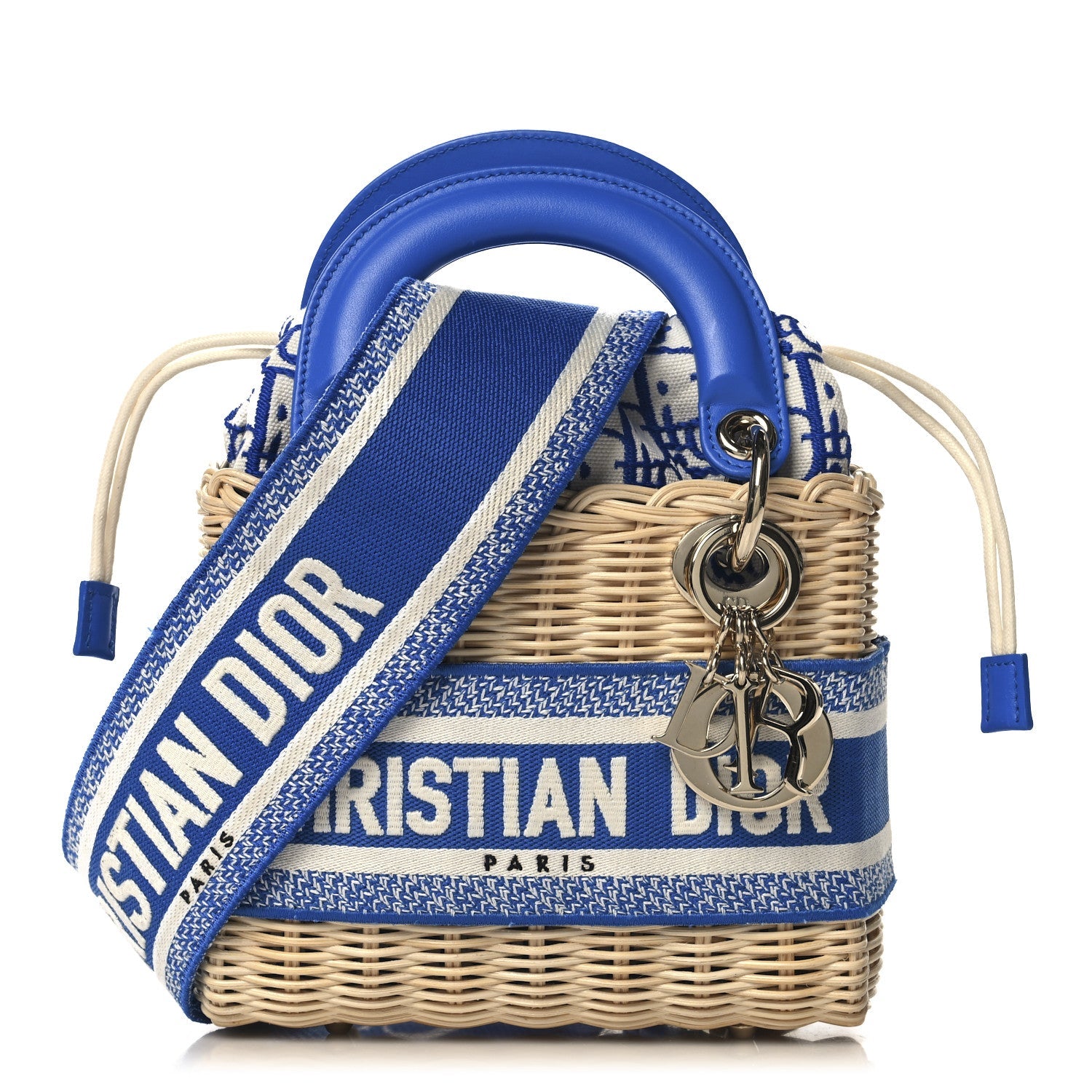 Wicker Oblique Mini Lady Dior Bag Florescent Blue
