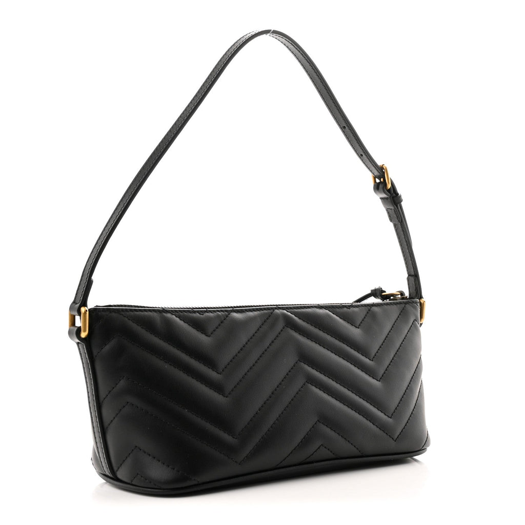 Calfskin Matelasse Chevron GG Marmont Sling Shoulder Bag Black