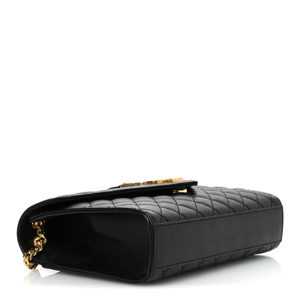 Grain De Poudre Textured Mixed Matelasse Triquilt Medium Monogram Satchel Black