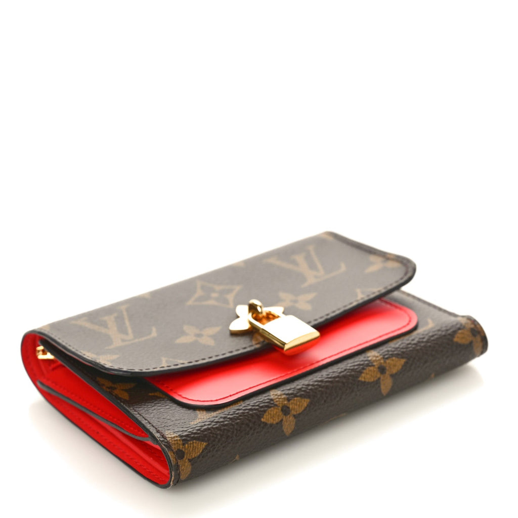 Monogram Flower Lock Compact Wallet Coquelicot