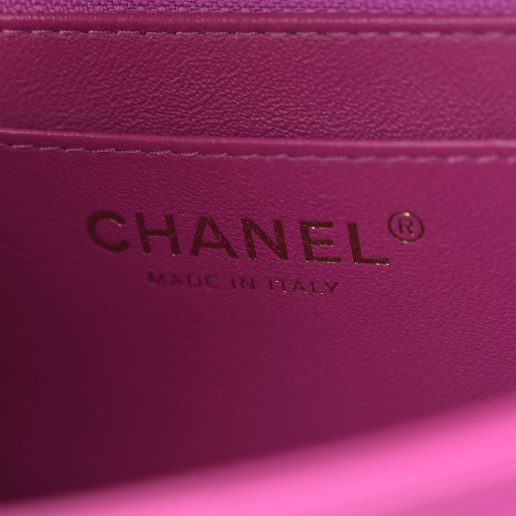 Lambskin Quilted Mini Square Flap Purple