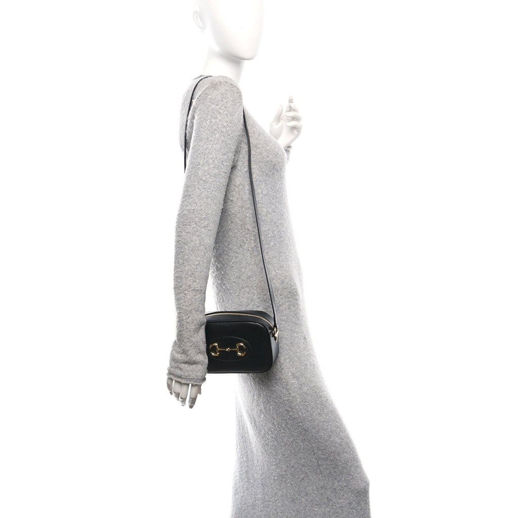 Calfskin Mini Horsebit 1955 Camera Shoulder Bag Black