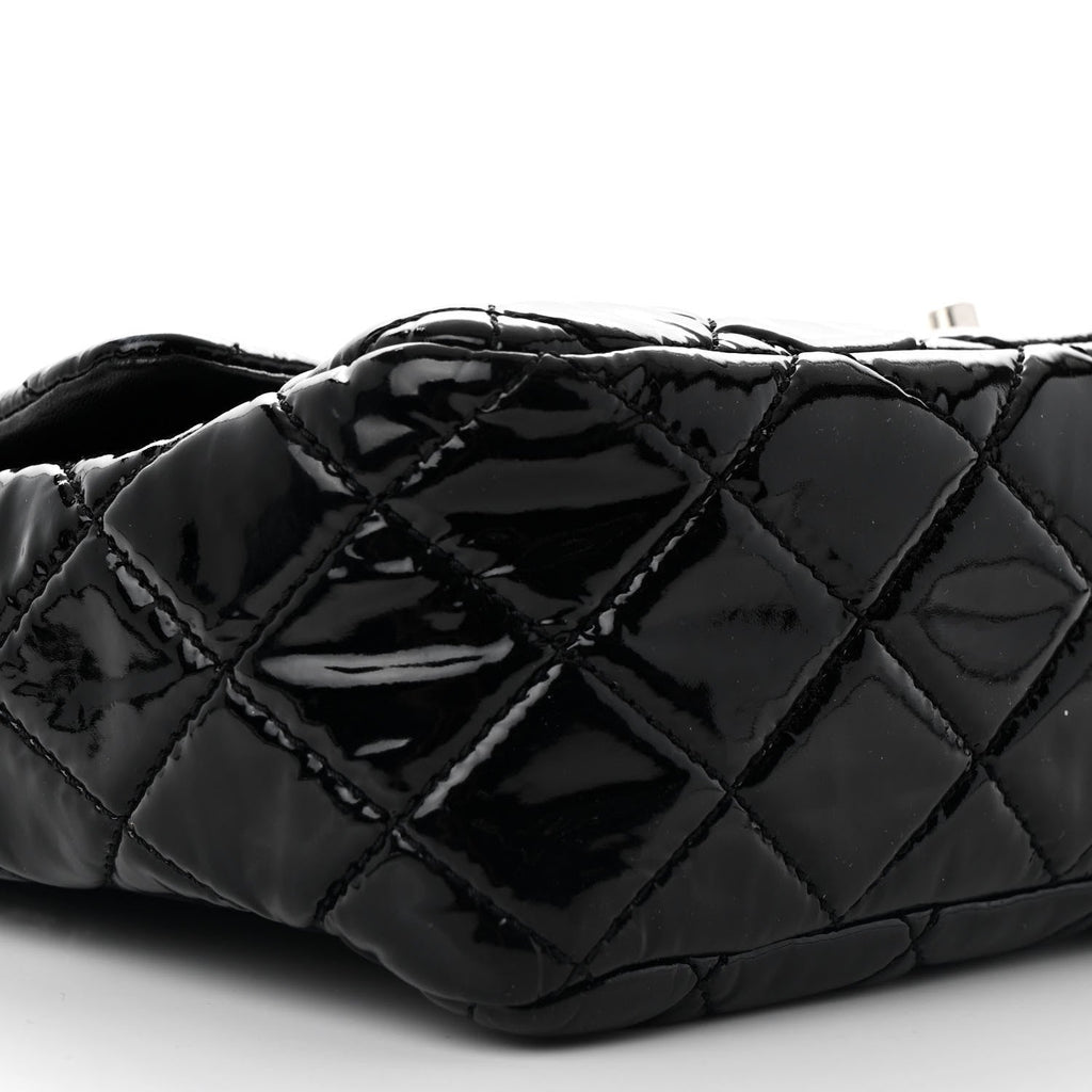 Patent Quilted Jumbo Single Flap Black