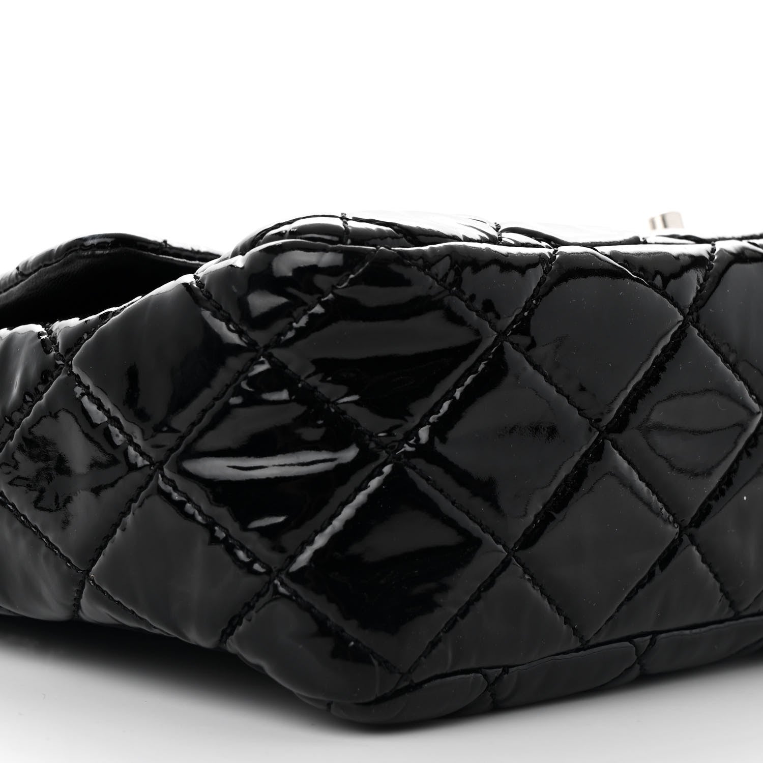 Patent Quilted Jumbo Single Flap Black