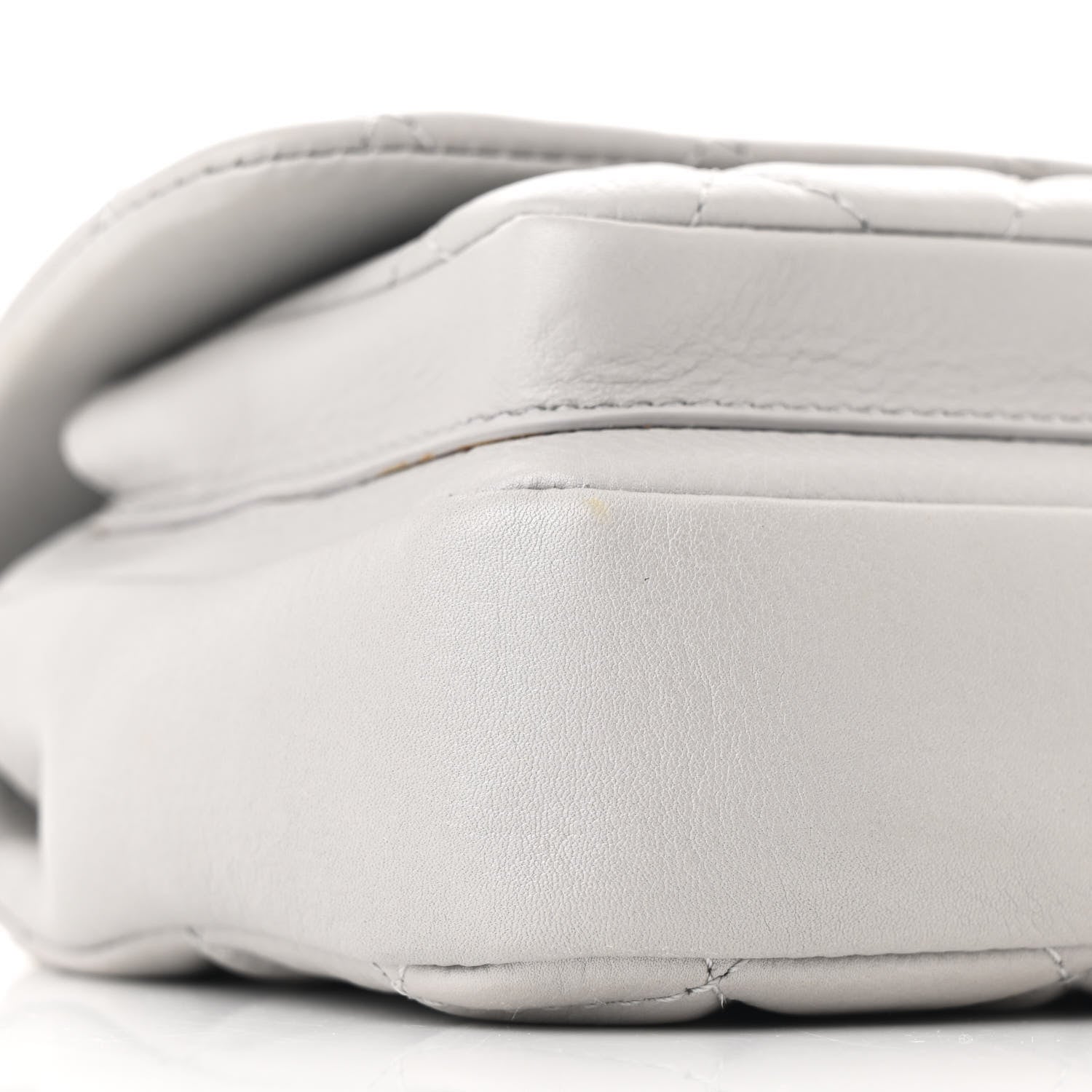 Calfskin Quilted Top Handle Flap Light Grey