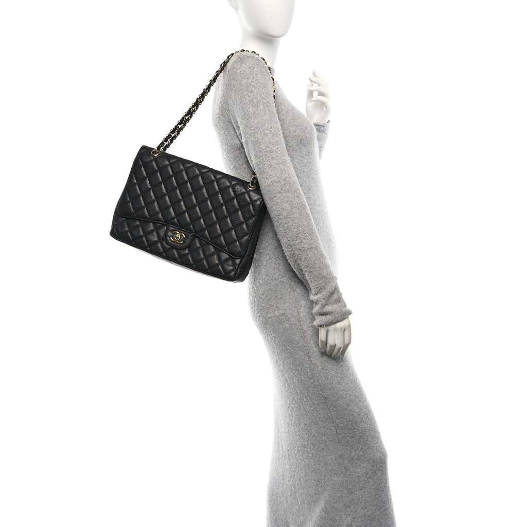 Caviar Quilted Maxi Single Flap Black