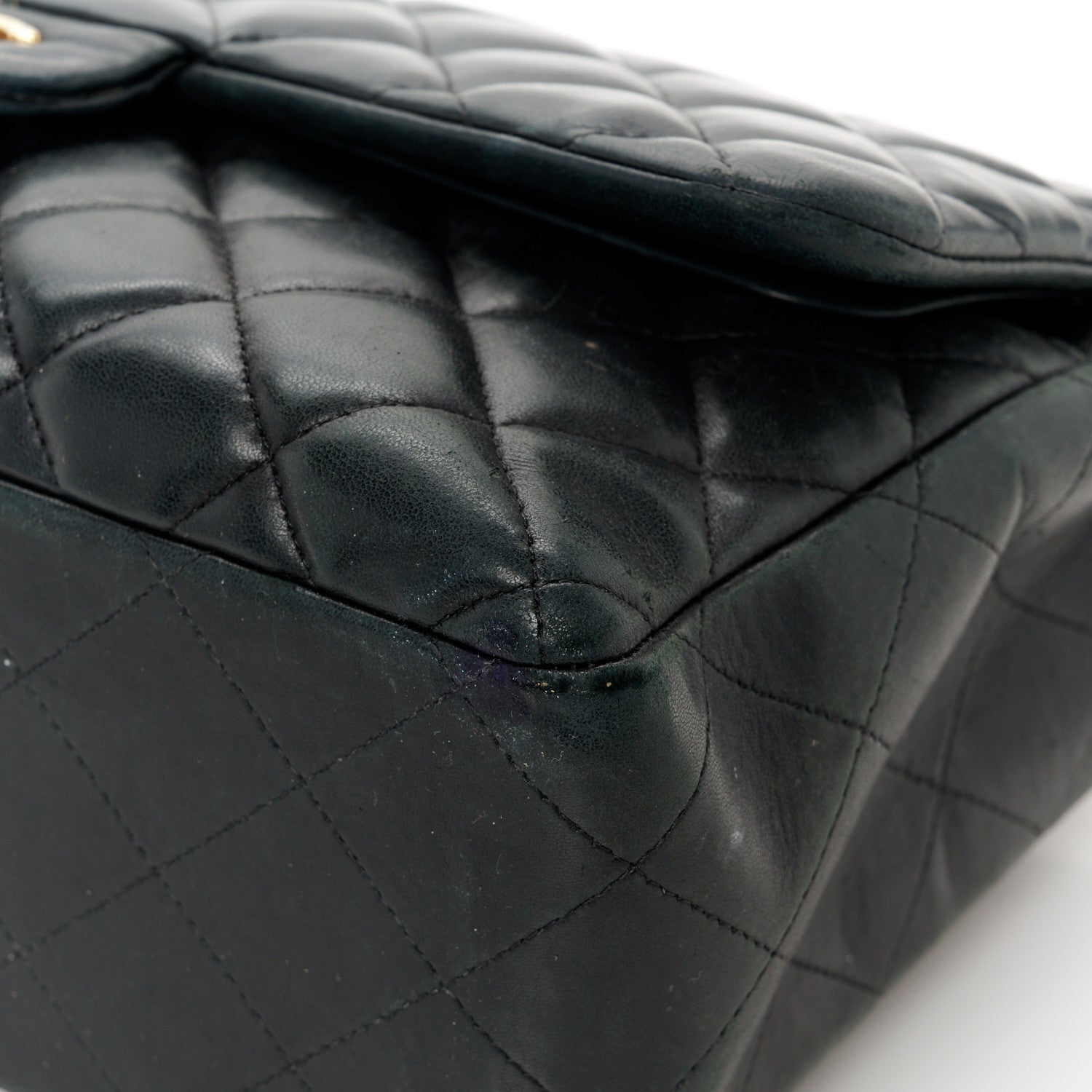 Lambskin Quilted Jumbo Double Flap Black