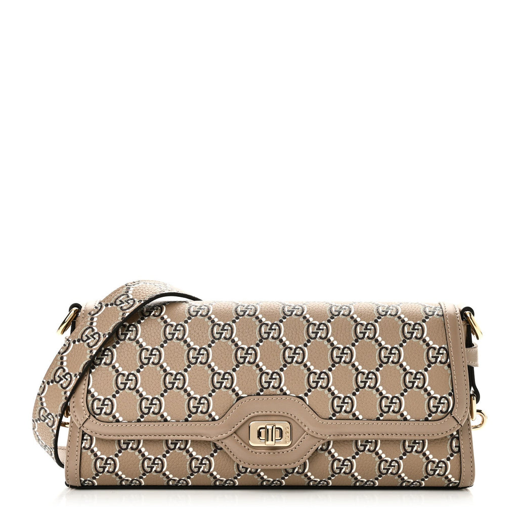 Calfskin Optical Printed GG Small Luce Shoulder Bag Beige