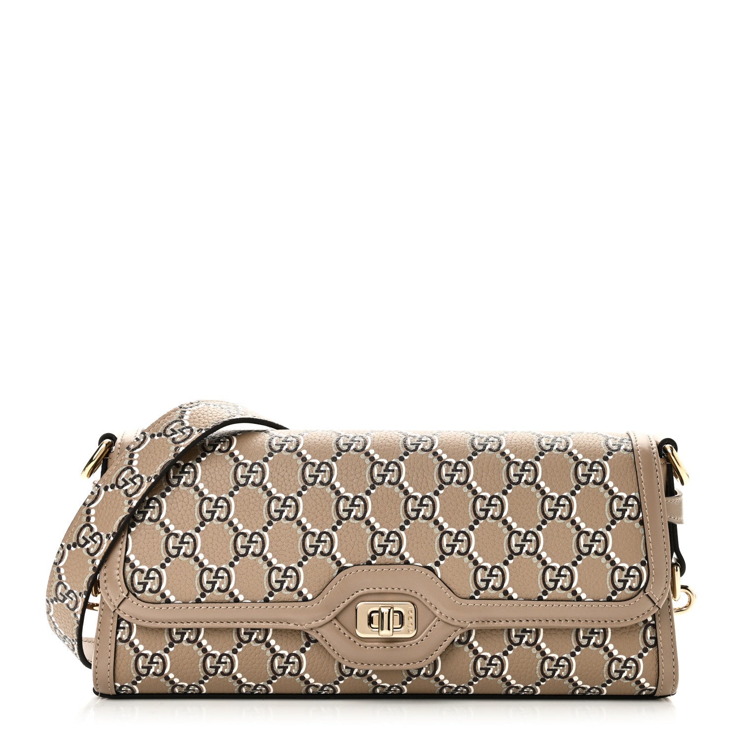 Calfskin Optical Printed GG Small Luce Shoulder Bag Beige