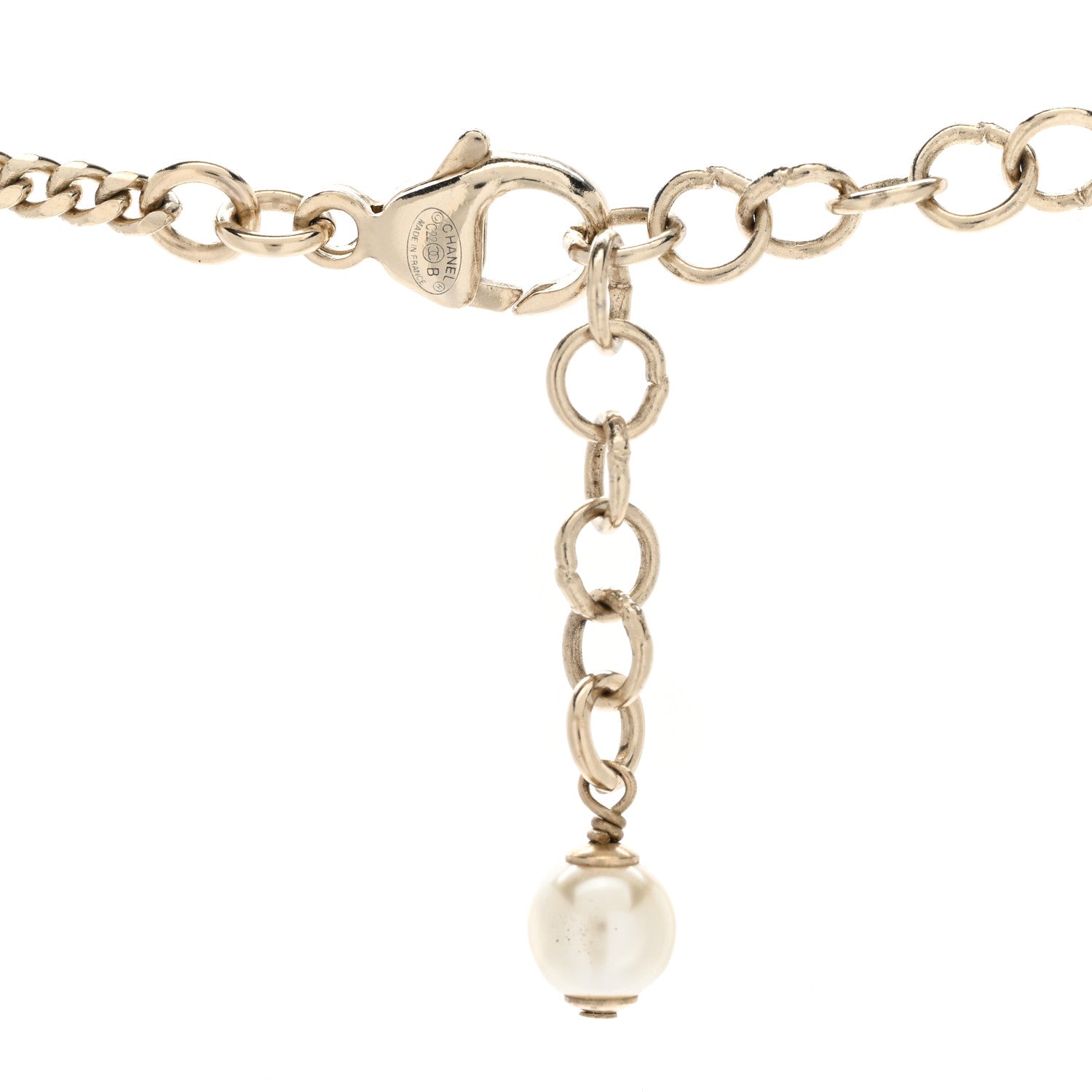 Pearl Crystal CC Heart Necklace Gold