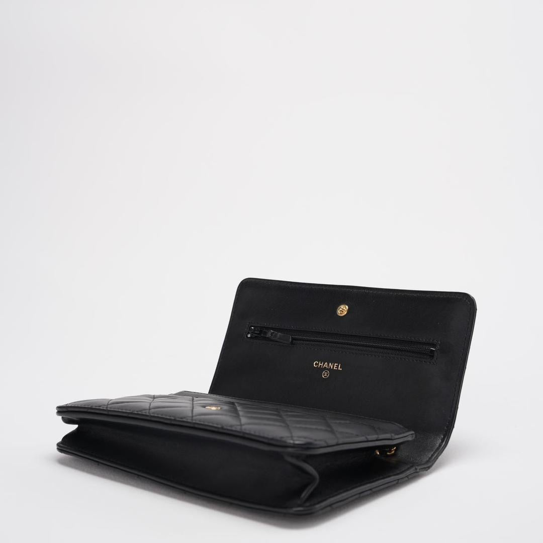 Chanel Wallet On Chain (WOC) Black Bag In Lambskin Leather With Gold Hardware 2018