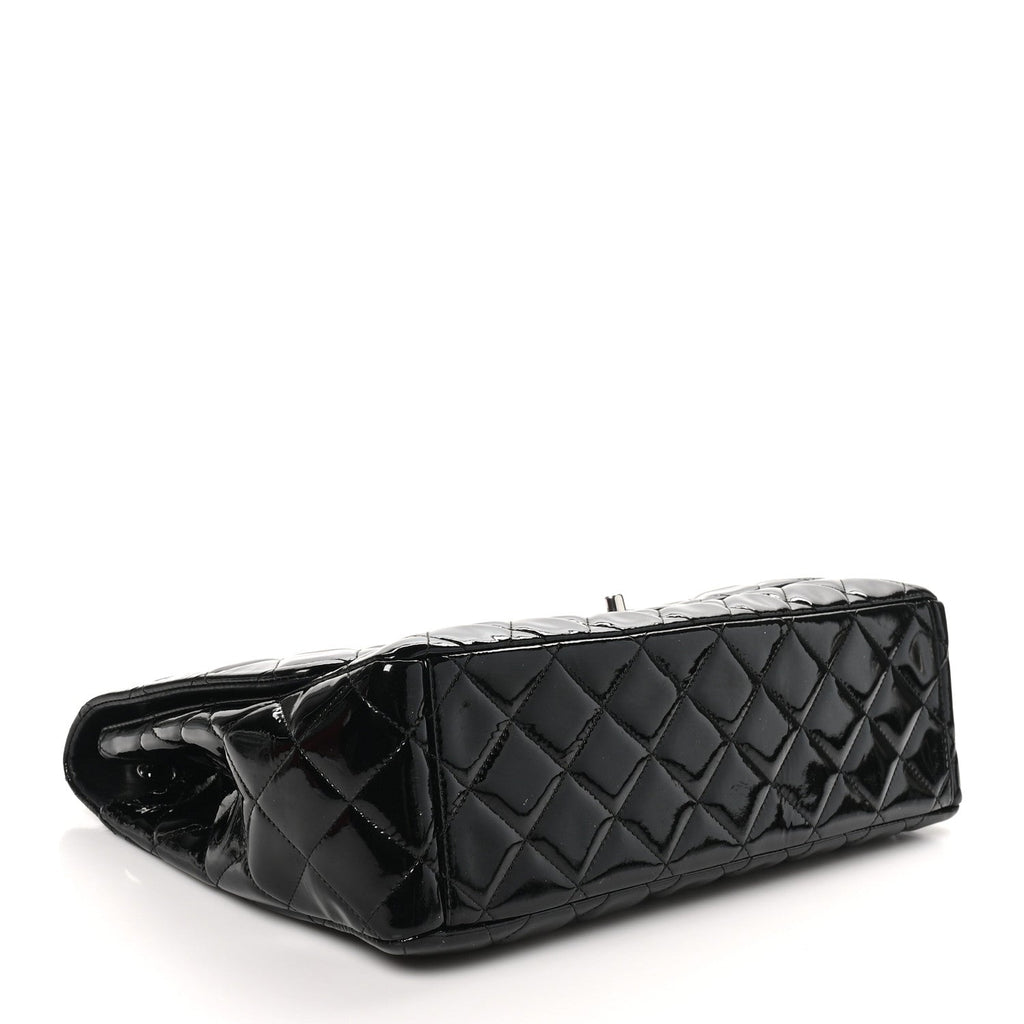 Patent Quilted Maxi Single Flap Black