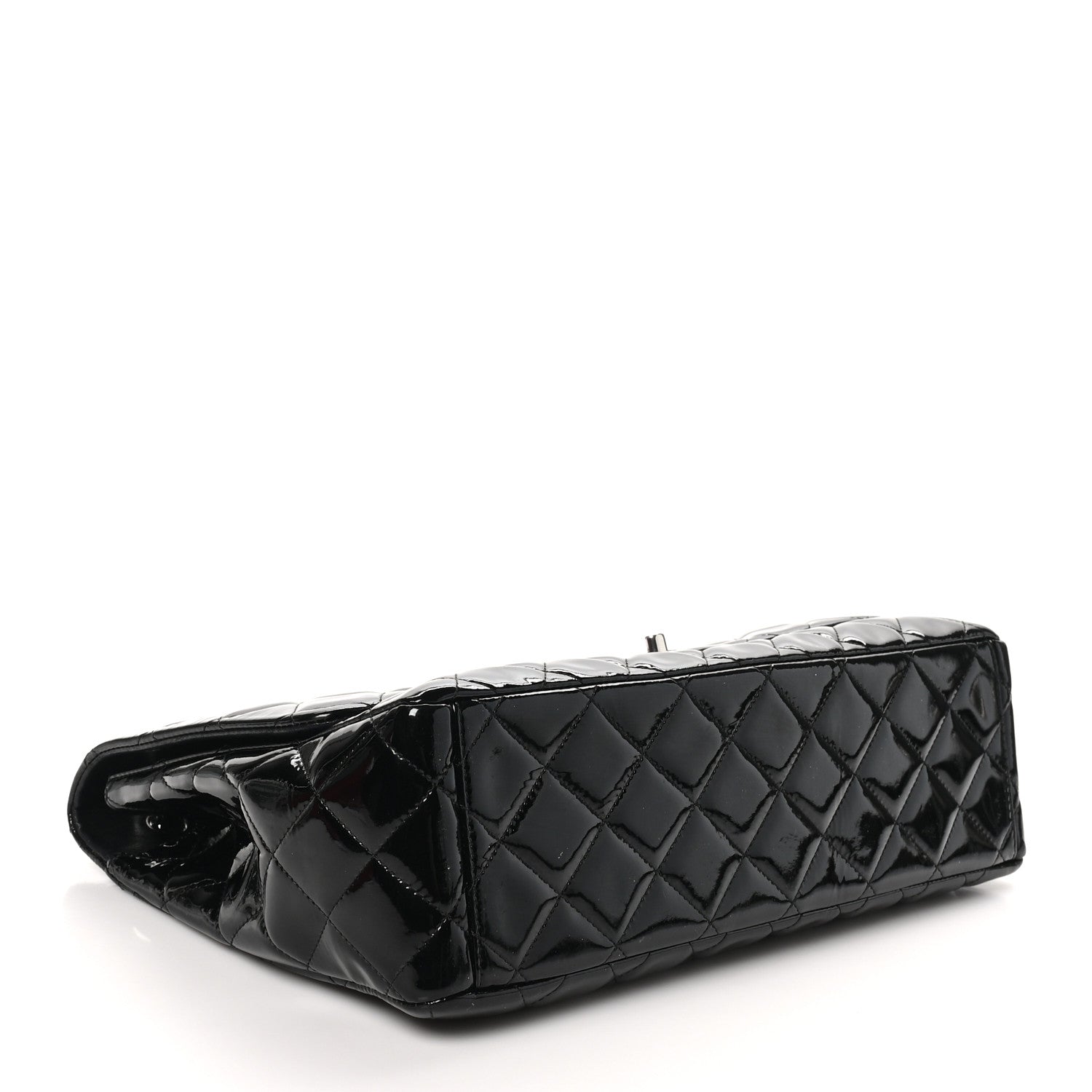 Patent Quilted Maxi Single Flap Black