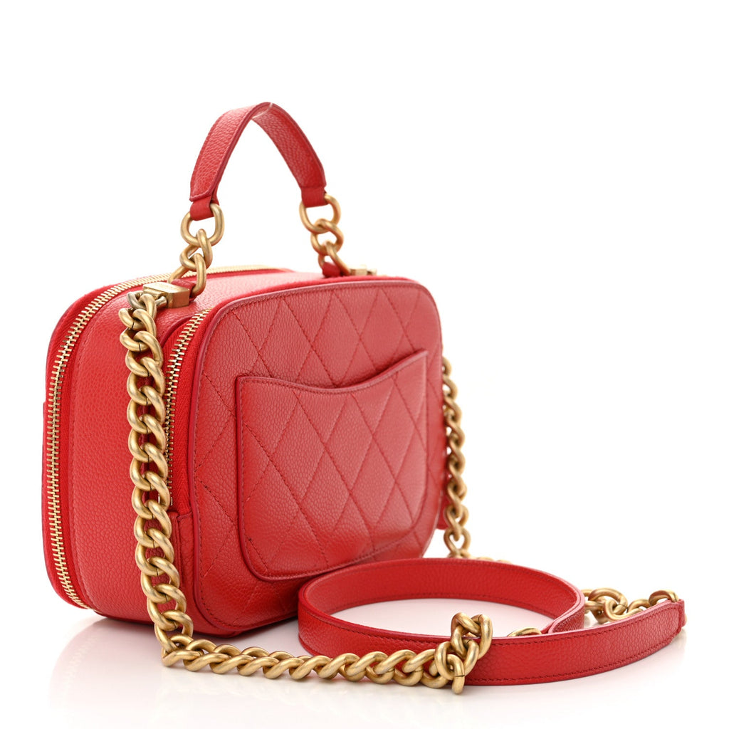Caviar Quilted Small Camera Bag Red