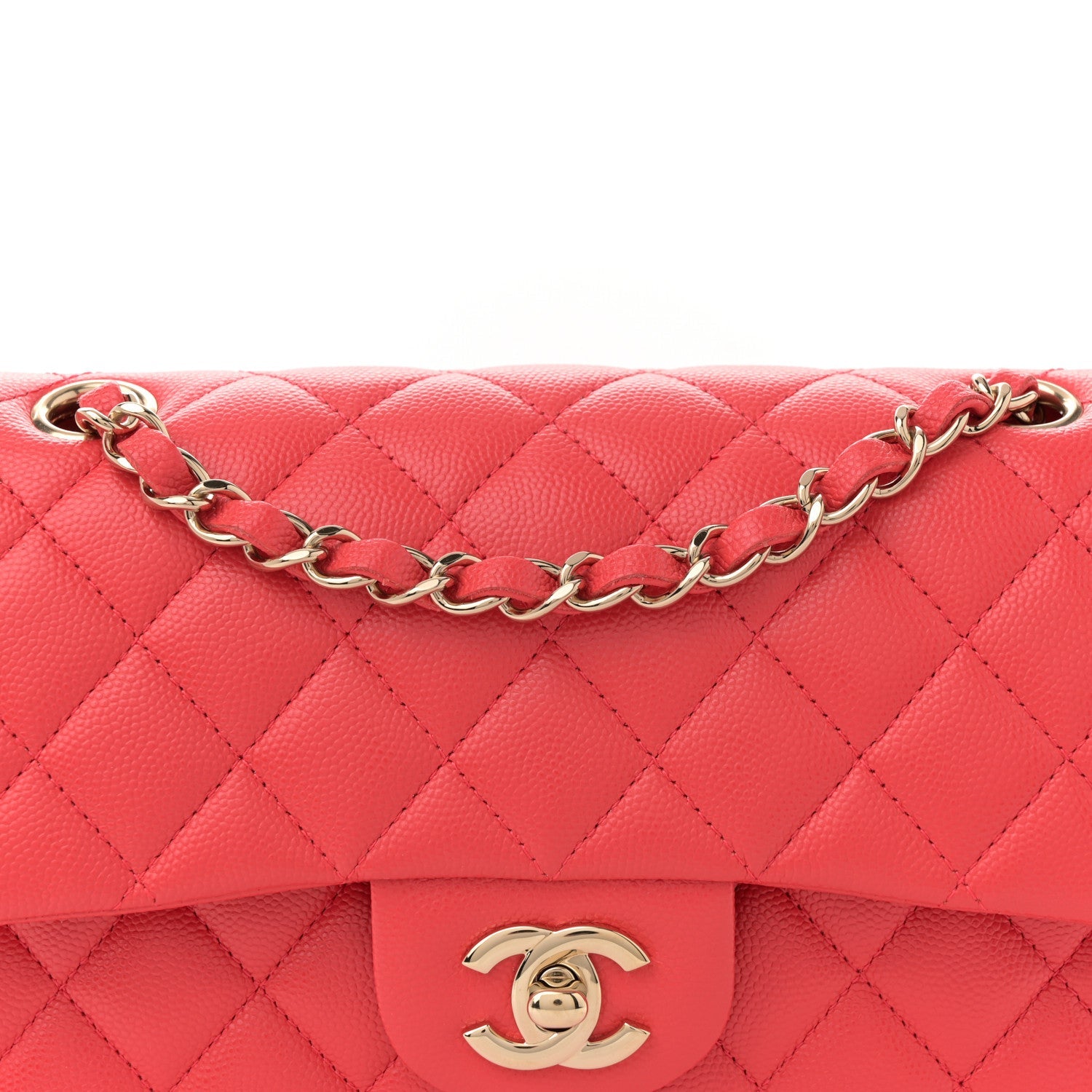 Caviar Quilted Small Double Flap Red