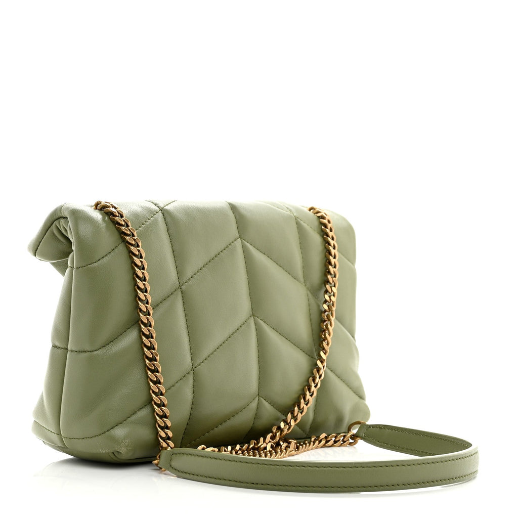 Lambskin Quilted Toy Loulou Puffer Monogram Chain Satchel Light Pistache