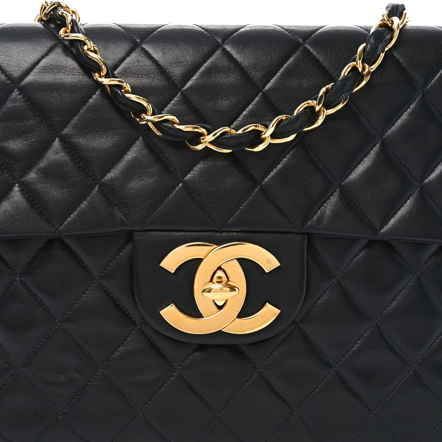 Lambskin Quilted XL Jumbo Single Flap Black