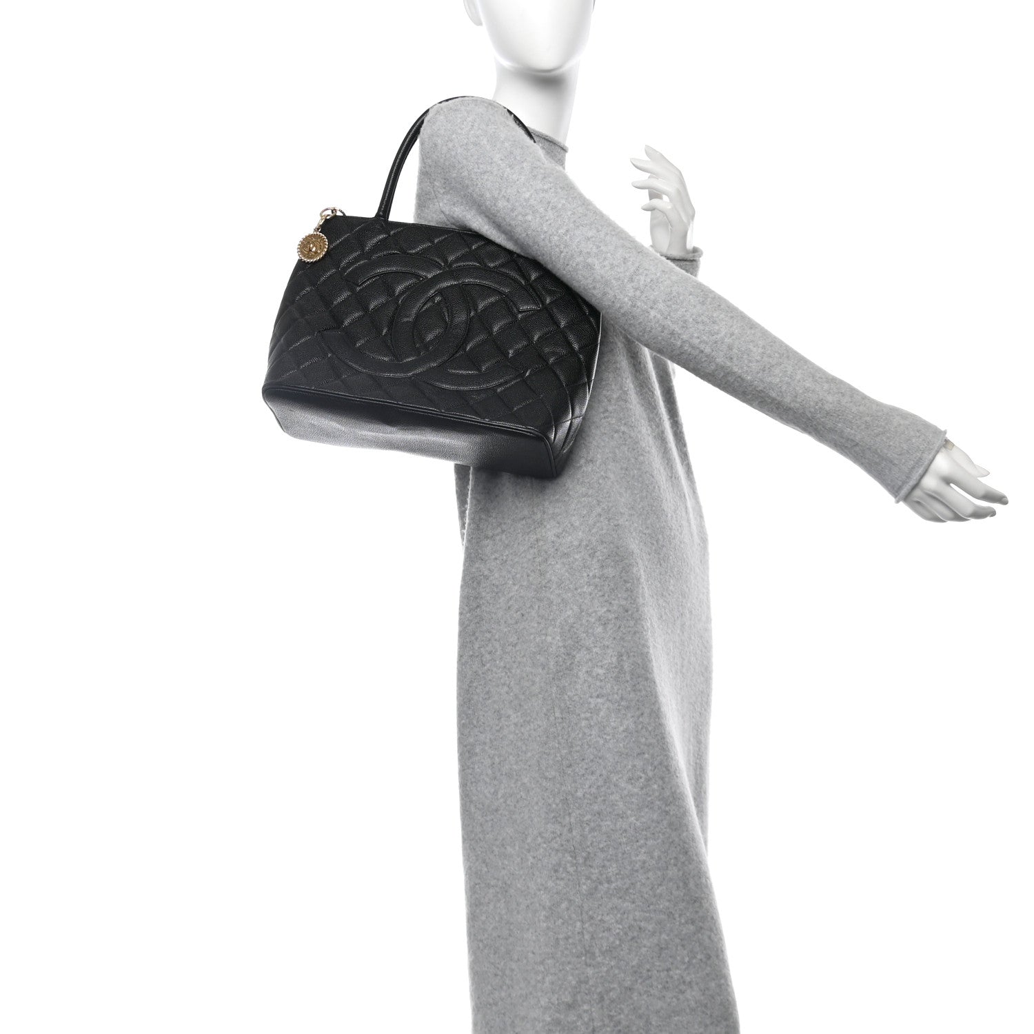 Caviar Quilted Medallion Tote Black
