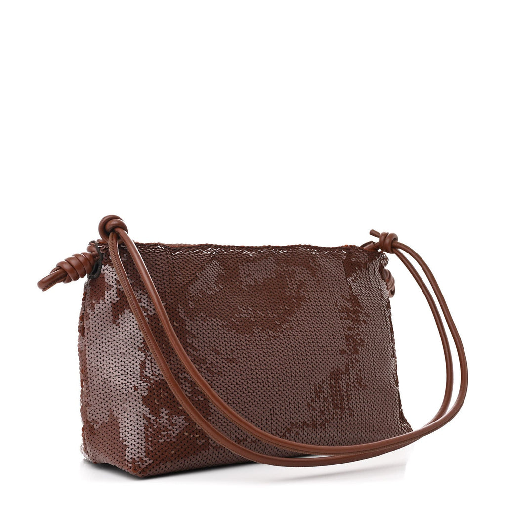 Sequin Medium Flamenco Knot Clutch Chocolate