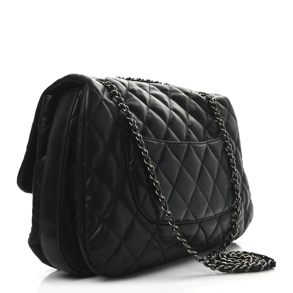 Lambskin Quilted Chanel 3 Maxi Flap Bag Black