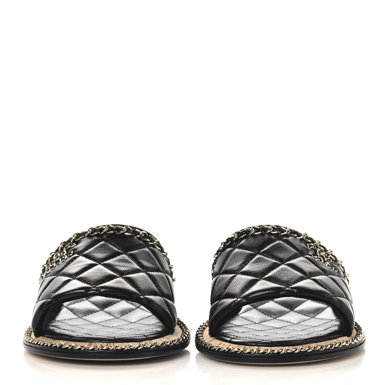 Lambskin Quilted Chain CC Mules 39 Black