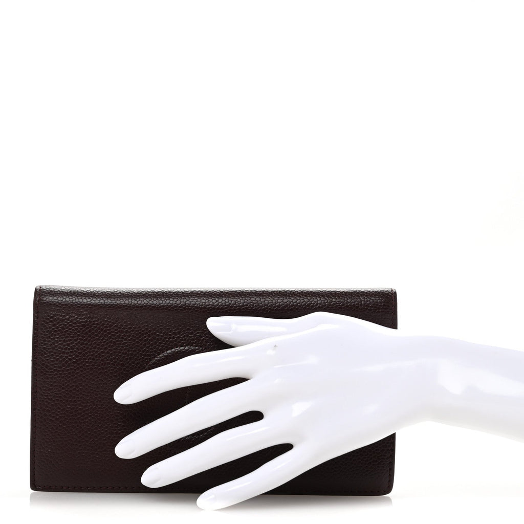 Caviar Timeless CC Yen Wallet Burgundy