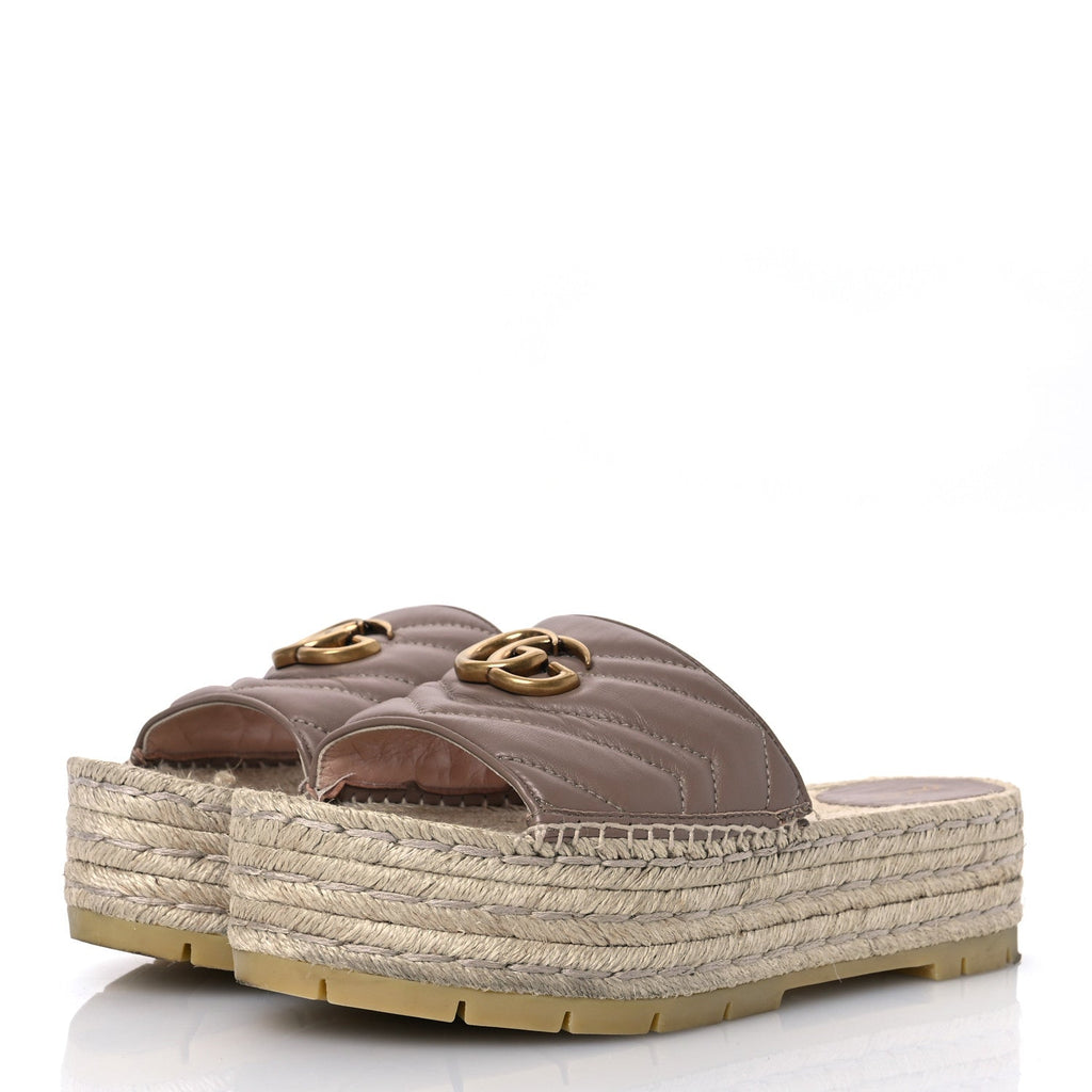 Nappa Matelasse GG Marmont Platform Espadrille Slide Sandals 41 Porcelain Rose