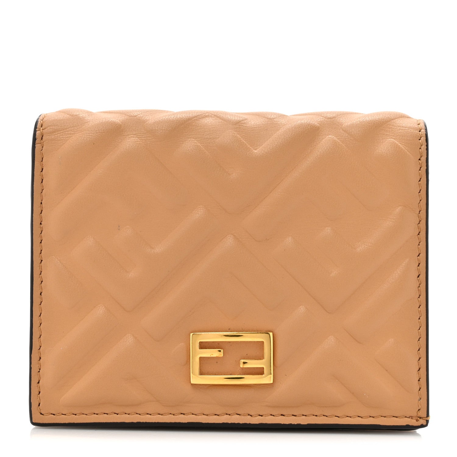 Nappa Matisse FF Diagonal Embossed Baguette Wallet Miele Scuro