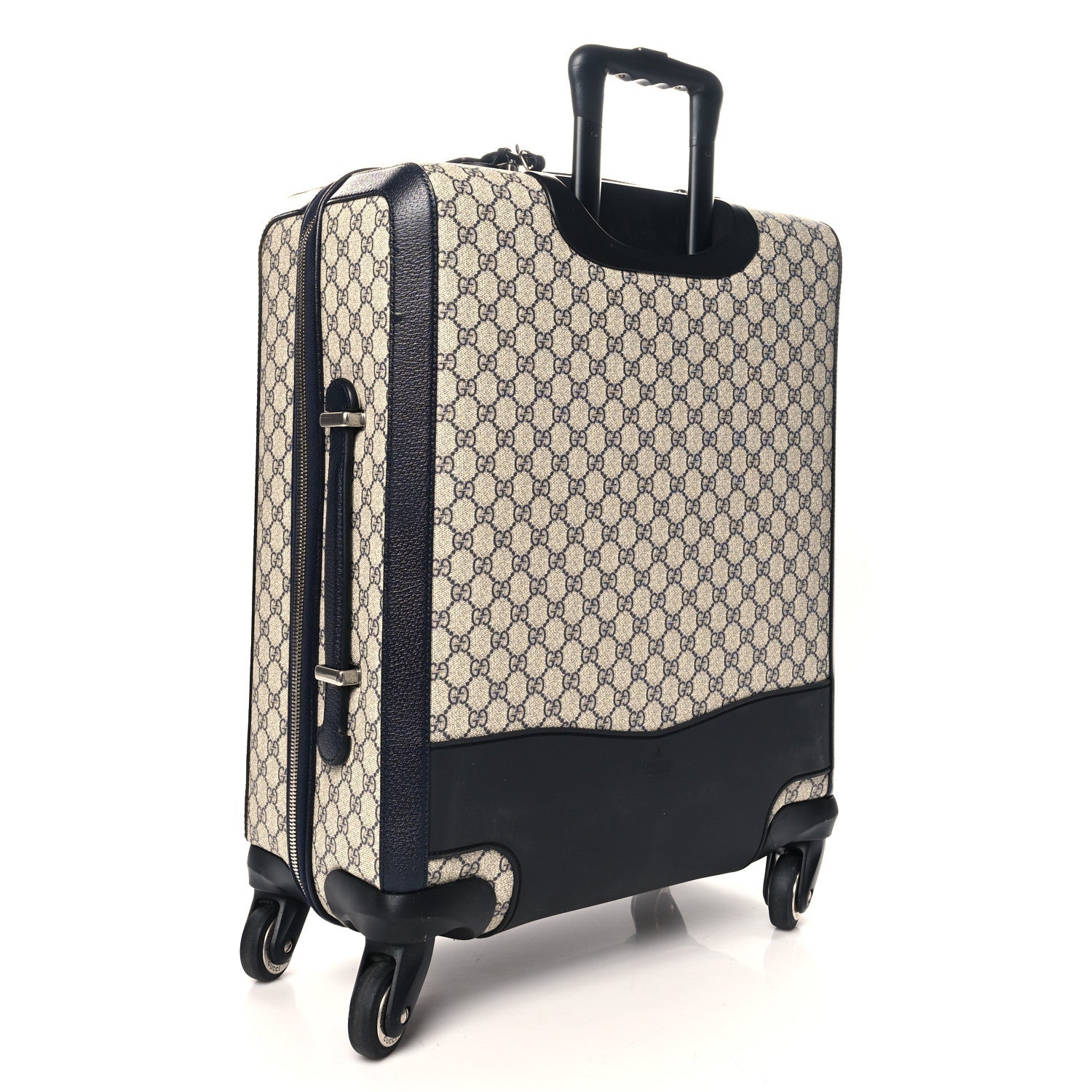 GG Supreme Monogram Textured Dollar Calfskin Web Savoy Cabin Plus Trolley Beige Blue
