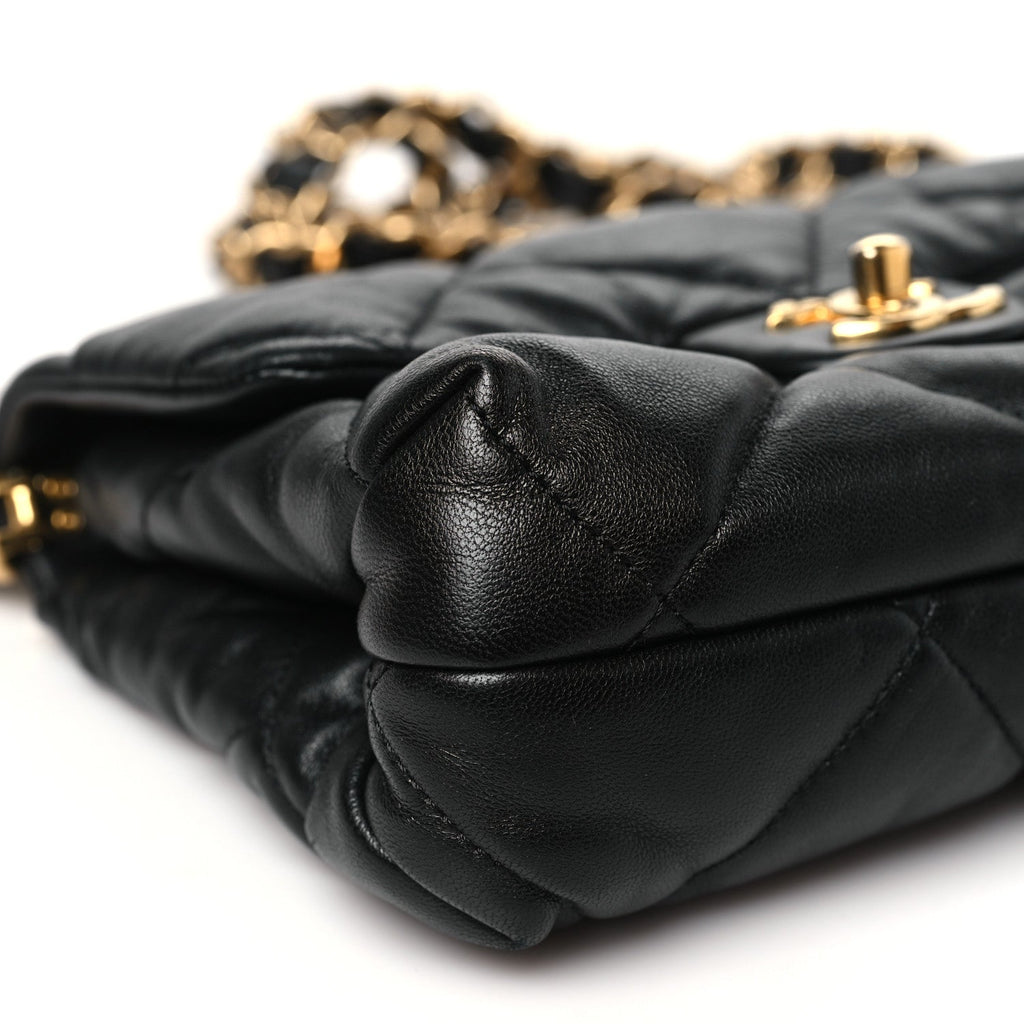 Lambskin Quilted Small Chain Top Handle Flap Black