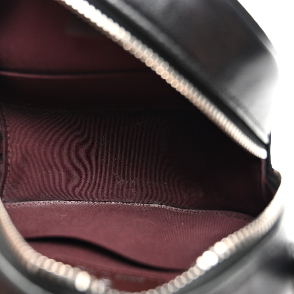 Lambskin Quilted Round Clutch With Chain Black