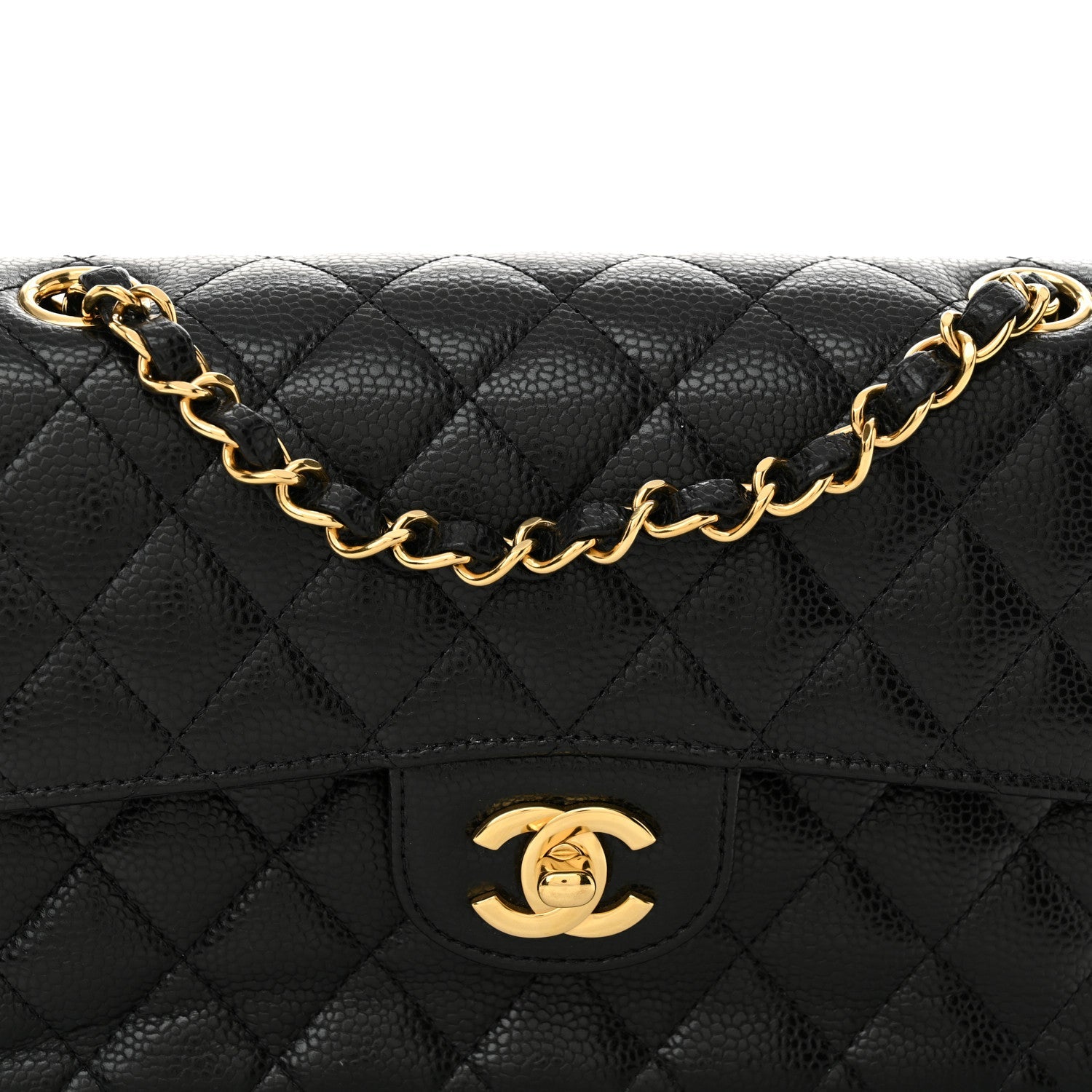 Caviar Quilted Small Double Flap Black