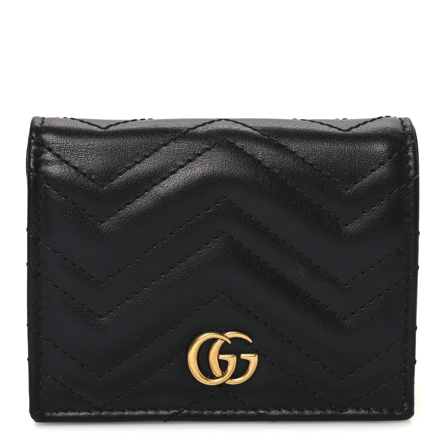Calfskin Matelasse GG Marmont  Case Wallet Black