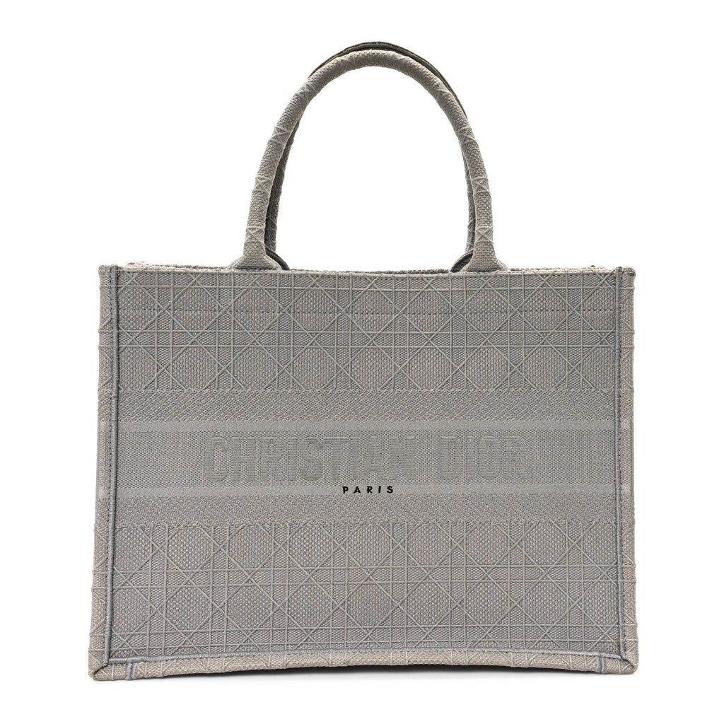 Canvas Embroidered Cannage Medium Book Tote Stone