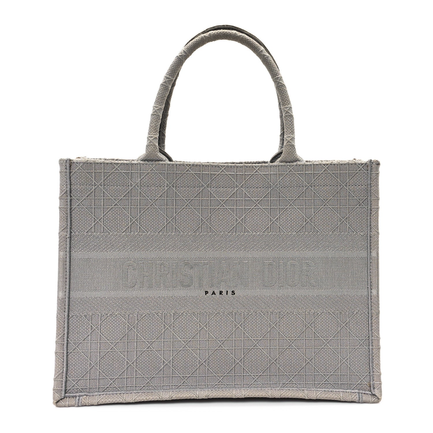 Canvas Embroidered Cannage Medium Book Tote Stone