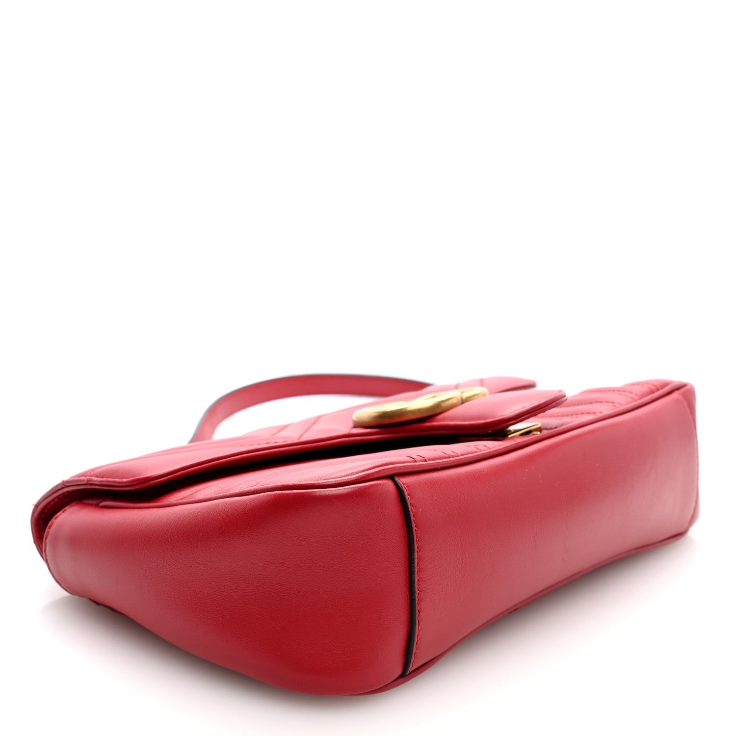 Calfskin Matelasse Small GG Marmont Shoulder Bag Hibiscus Red