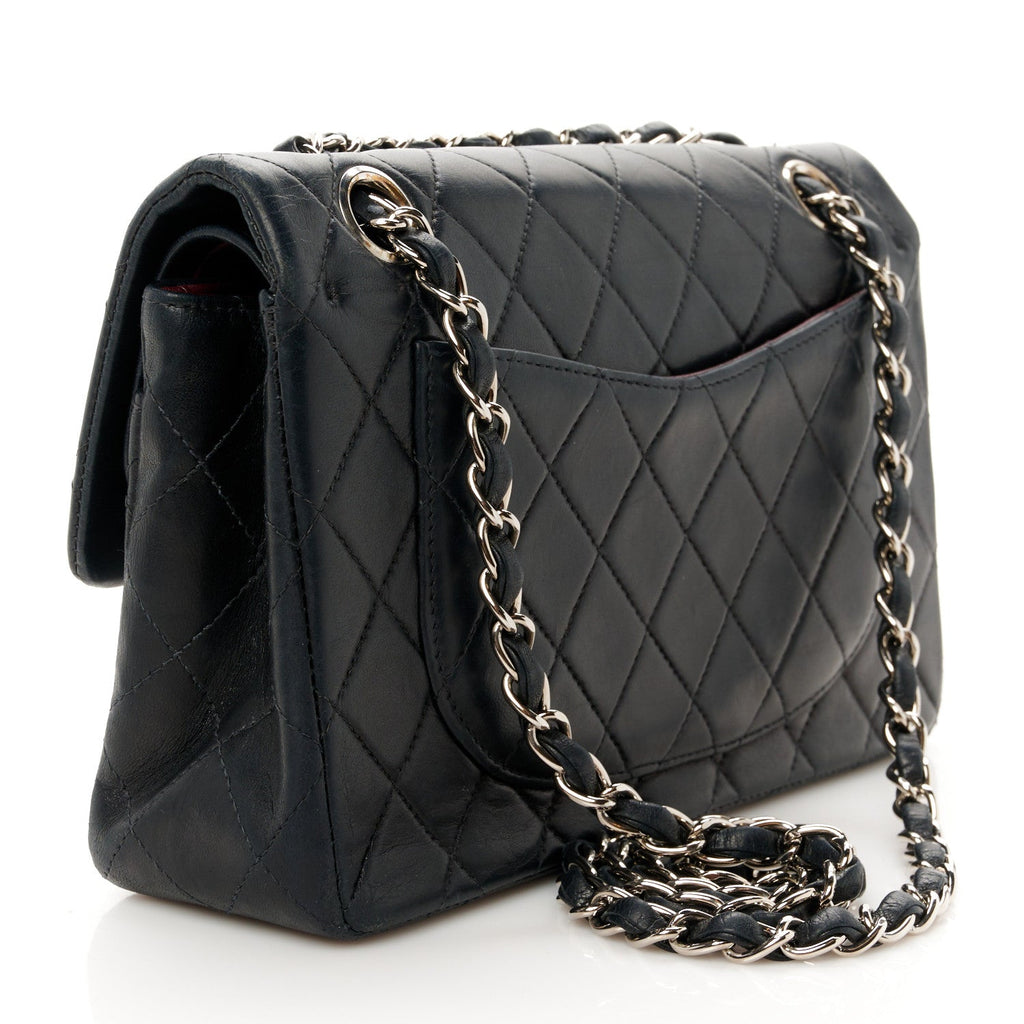 Lambskin Quilted Small Double Flap Black