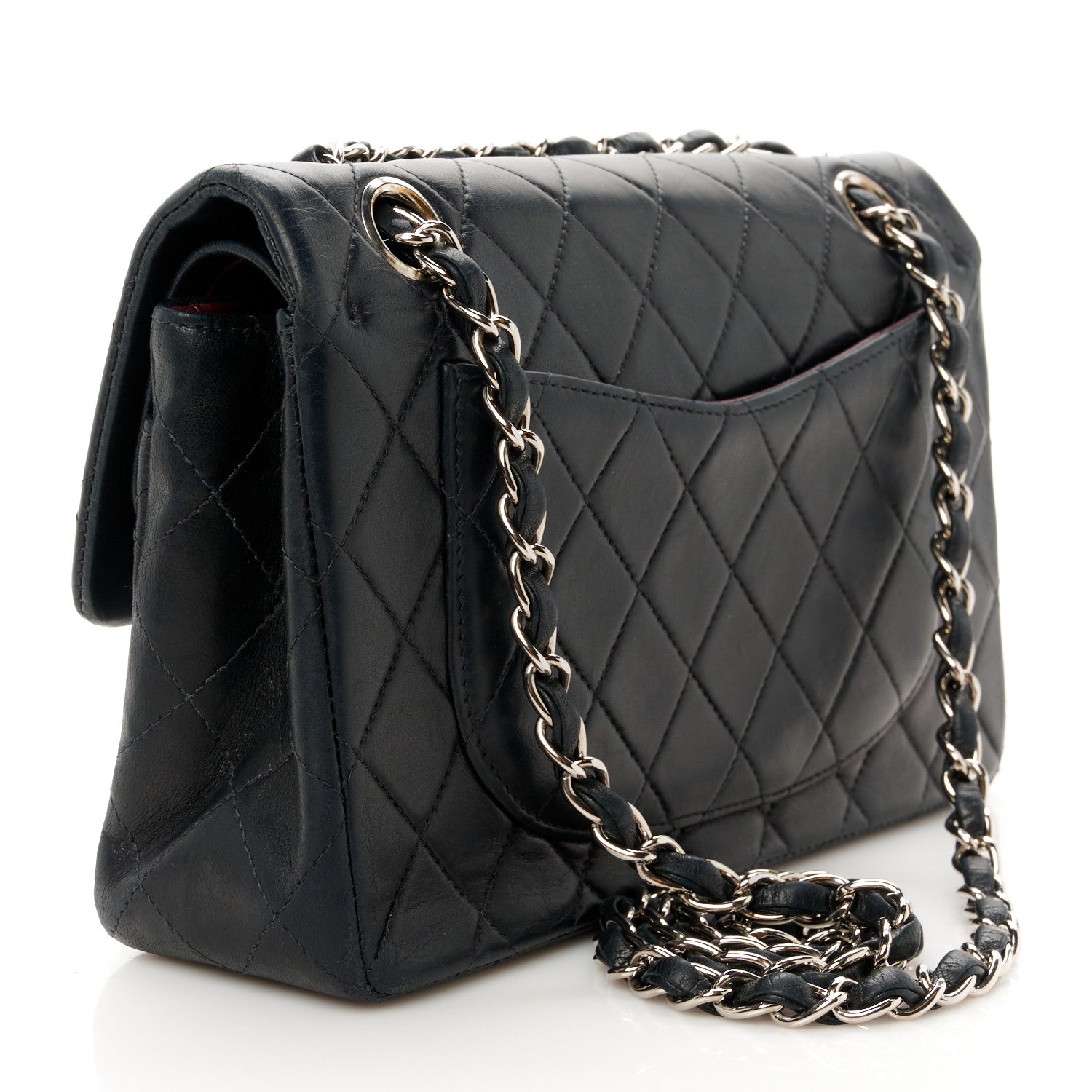 Lambskin Quilted Small Double Flap Black