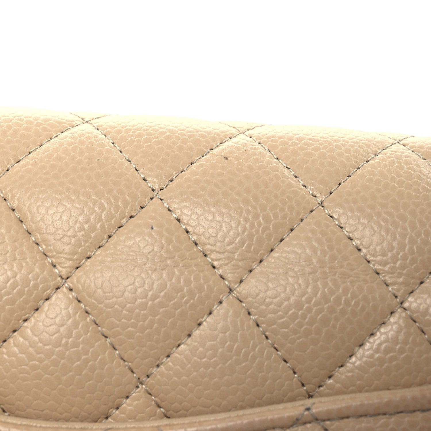 Caviar Quilted Medium Double Flap Beige