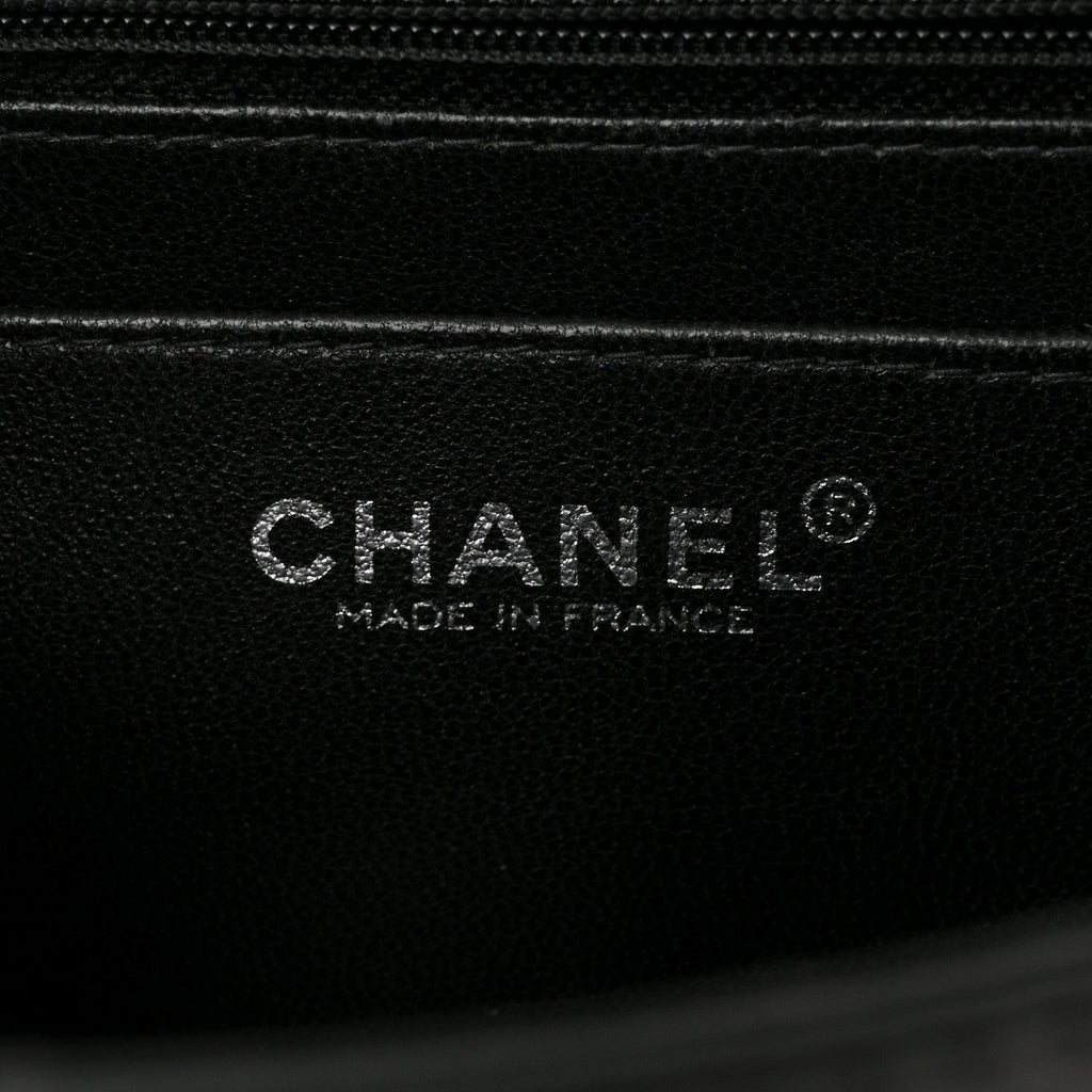 Lambskin Patent Chocolate Bar Flap Black White