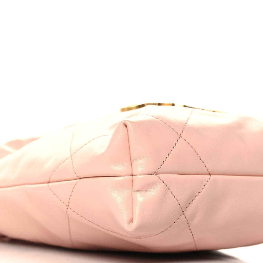Shiny Calfskin Quilted Mini Chanel 22 Light Pink