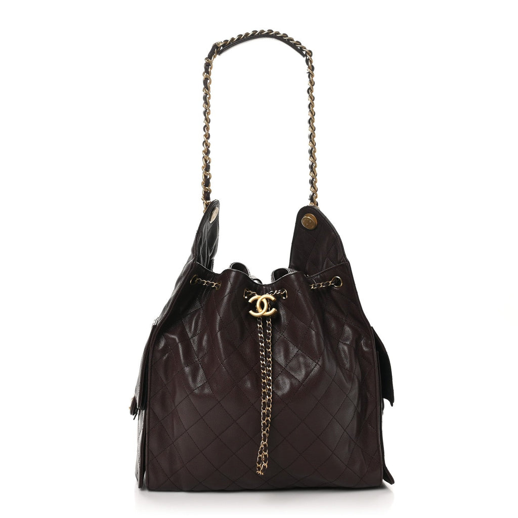 Caviar Quilted Medium Chanel 25 Handbag Dark Brown