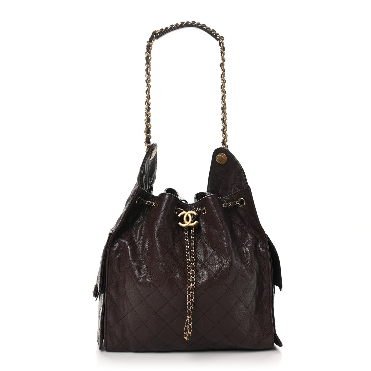 Caviar Quilted Medium Chanel 25 Handbag Dark Brown