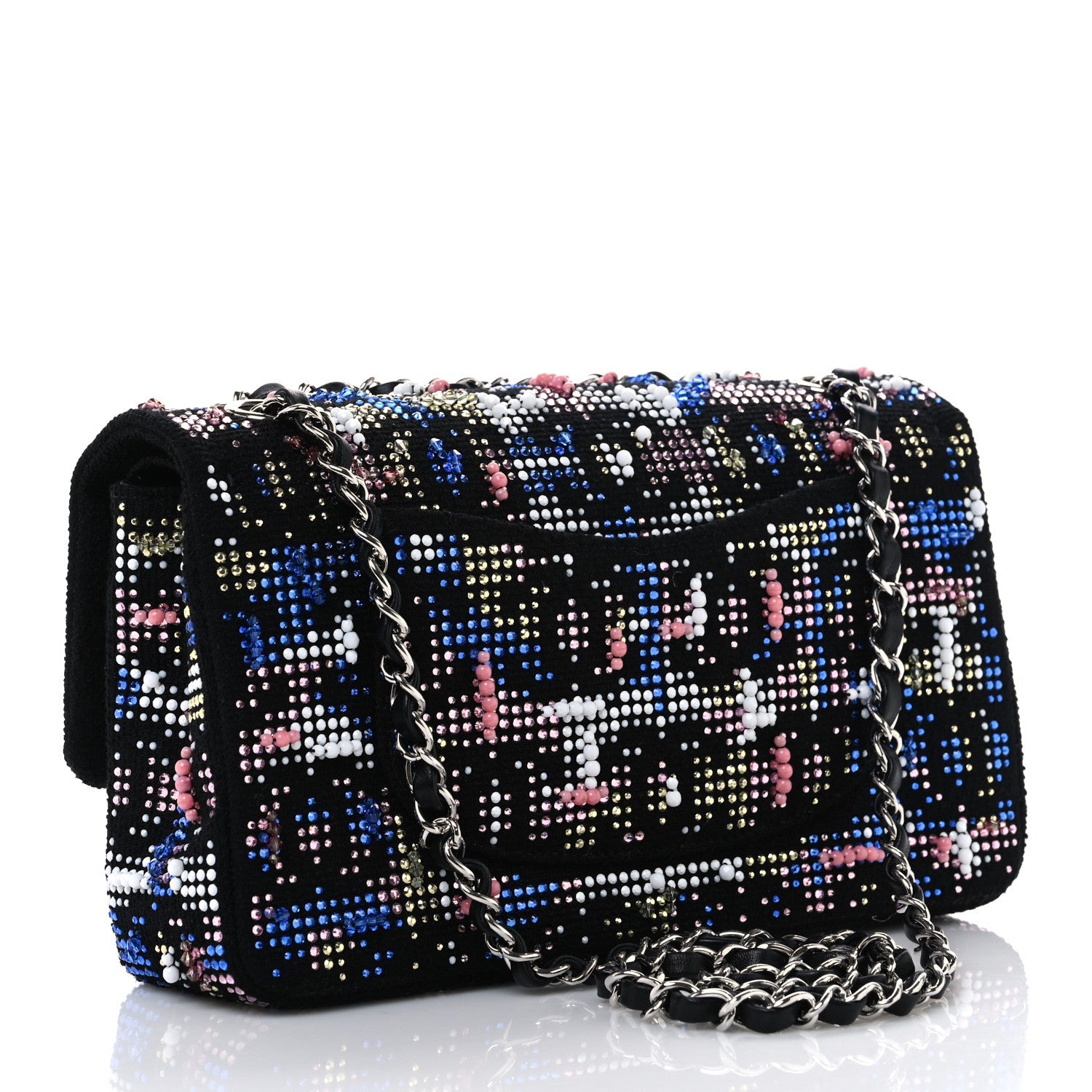 Crystal Tweed CC Medium Double Flap Black