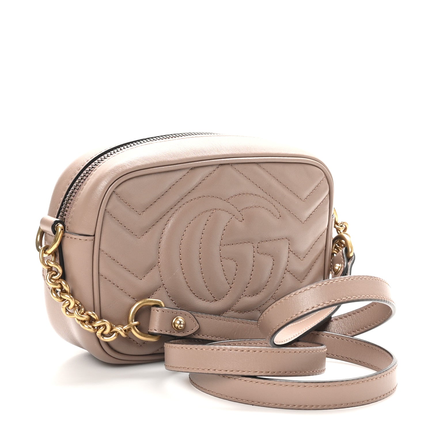 Calfskin Matelasse Mini GG Marmont Chain Shoulder Bag Porcelain Rose