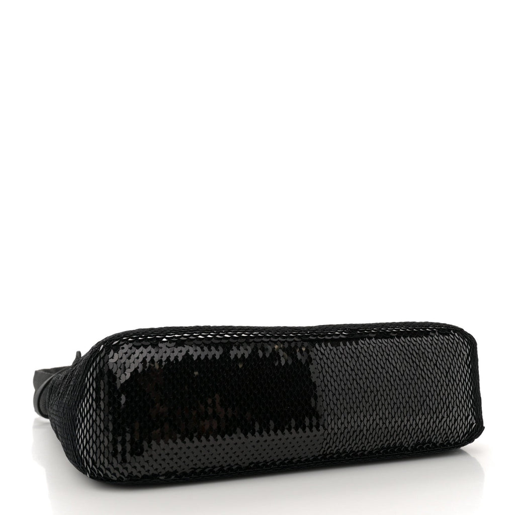 Paillettes Sequin Mini Re-Edition 2000 Bag Black White