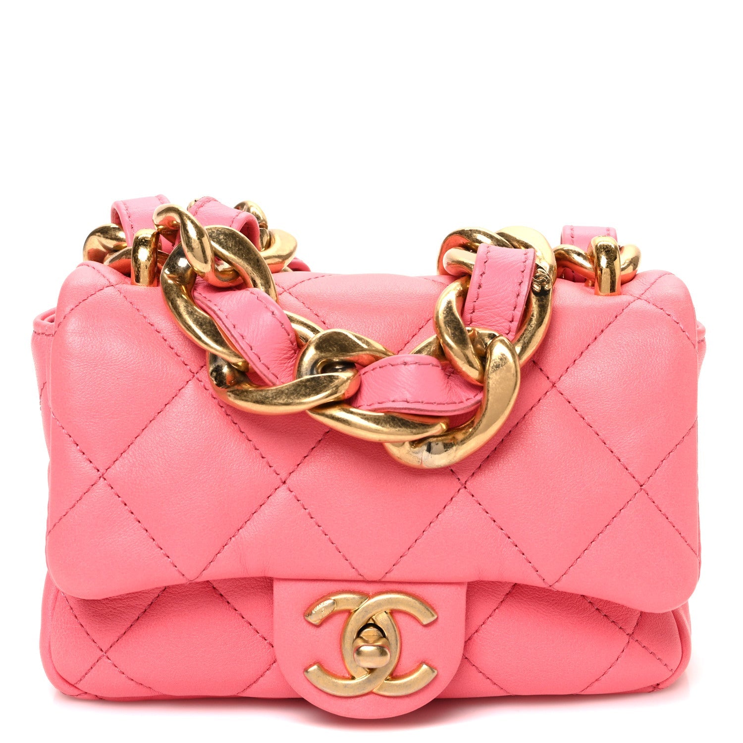 Lambskin Quilted Mini Funky Town Flap Pink