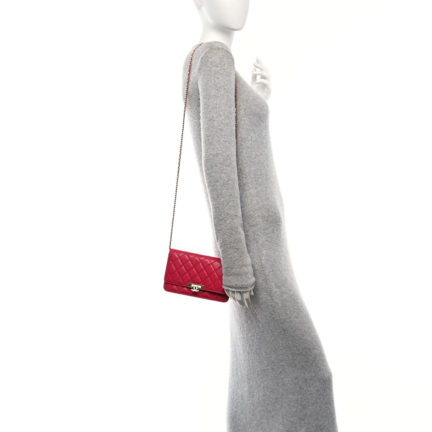 Caviar Quilted Golden Class Wallet On Chain WOC Fuchsia